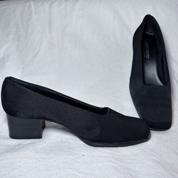 Aerosoles Love Pump Women's Black Block Heeled‎ Knit Fabric Shoe Size 7 - Picture 1 of 8